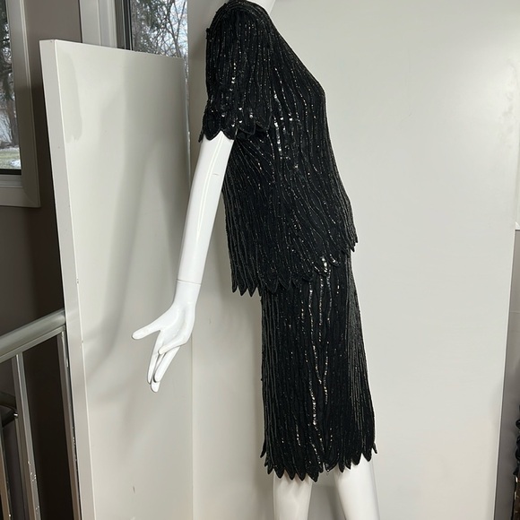 Stenay Sz 8 Two Piece Black Fully Beaded Skirt and T-shirt Set - Picture 3 of 9